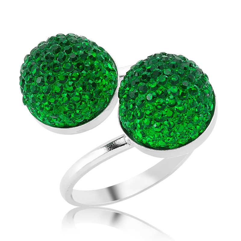 Gümüş Kristal Taşlı Kadın Ayarlanabilir Yüzük